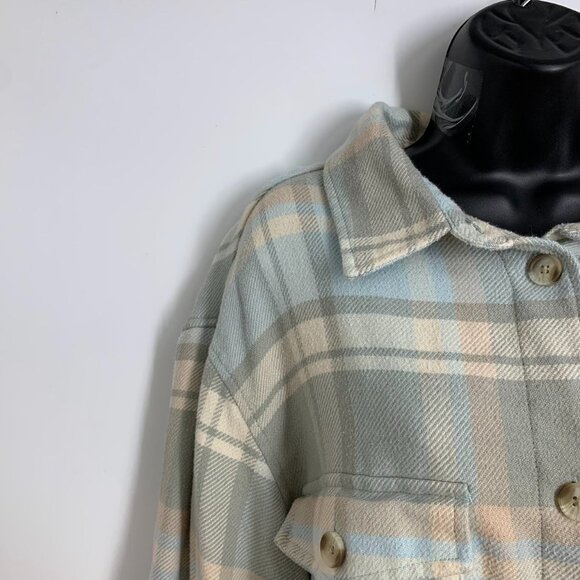 American Eagle Outfitters Plaid Button Down Shirt - Gray and Blue - Picture 3 of 12